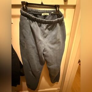 Mad Happy Blue Sweatpants with Flower Detail (Run Big)